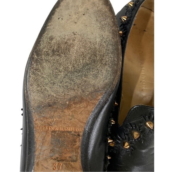 Melvin & Hamilton Claire 1 Black Studded Loafers size 37 - Picture 4 of 13